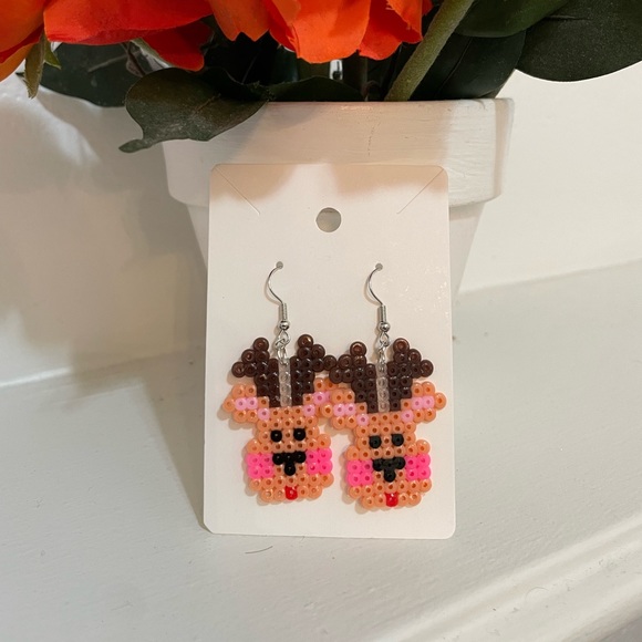 Perler Bead Reindeer Earrings - Picture 1 of 1